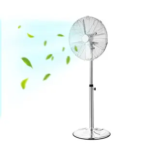 16" Industrial Pedestal Fan 3-Speed Oscillating Fan Height Adjustable Silver