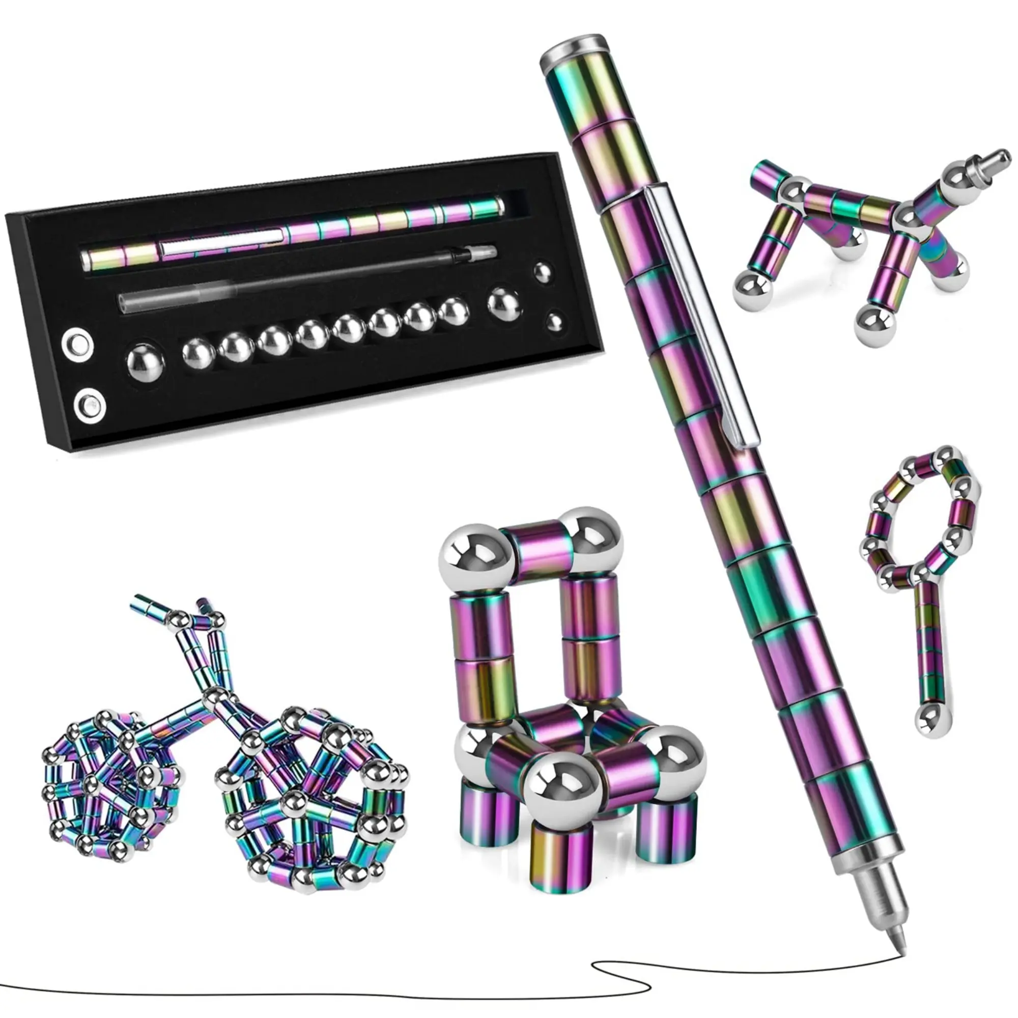 Fidget Pen Metal Multifunctional Writing Ballpoint Pen EDC Sensory Tool ...
