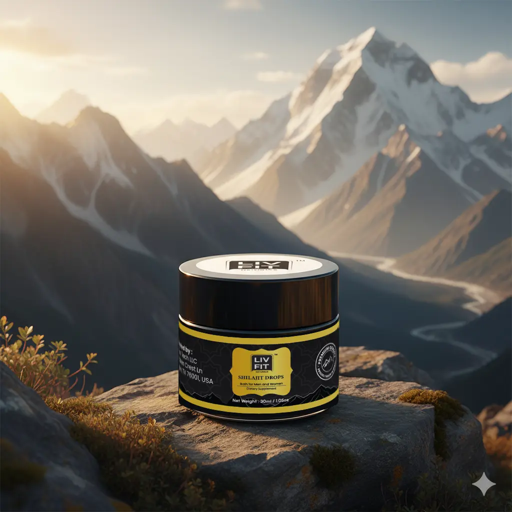 Liv Fit Shilajit Drops - 30ml - Gold Grade Premium Himalayan Shilajit for Strength Focus & Drive - Natural Energy Boost - No Additives - Healthcare Supplement - 75%+ Fulvic Acid - Magnesium & Vitamin Rich Fitness Dietary