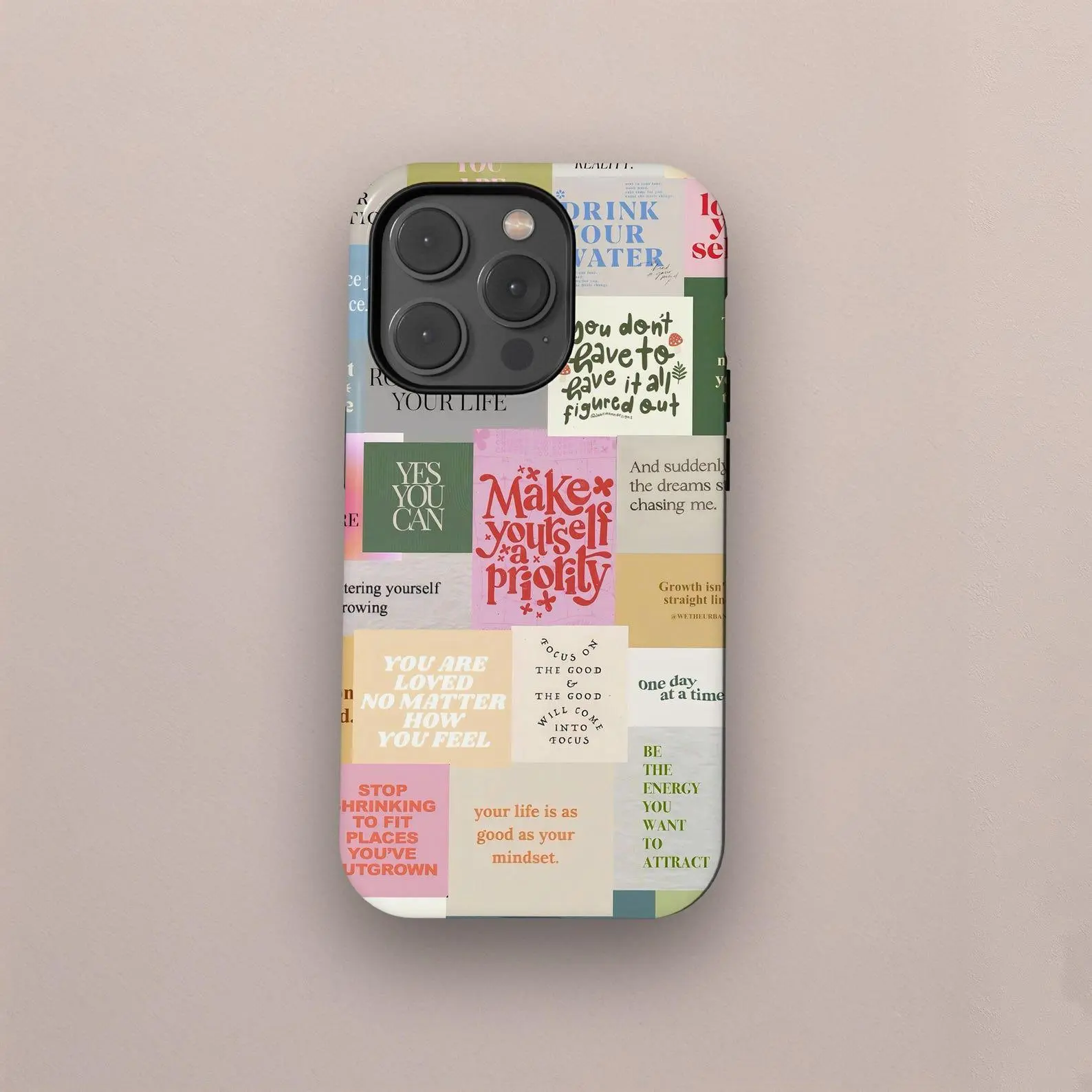 Motivational Quote Collage Phone Case, Self Love Affirmation Aesthetic Case, iPhone 17 16 15 14 13 12 11 Pro Max, Samsung S25 S24 S23 Ultra