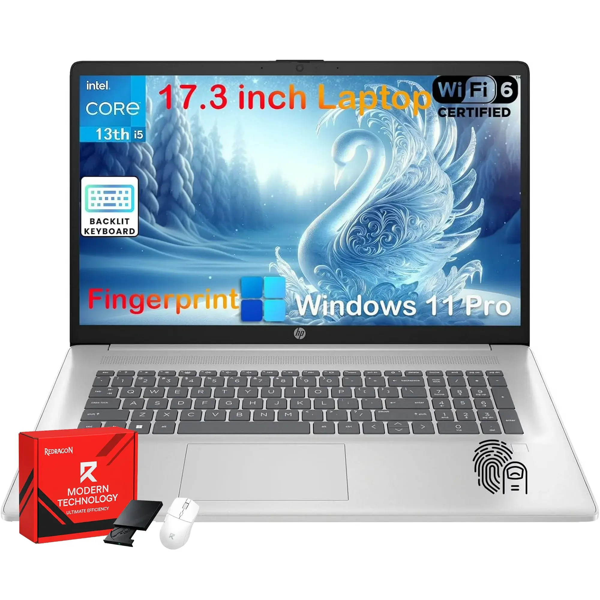 HP 17 Laptop Computer for Business, 32GB RAM, 2TB SSD, Intel Core i5-1334U, 17.3" FHD Anti-Glare Display, Windows 11 Pro, Backlit Keyboard, Fingerprint, Numeric Keypad, Camera