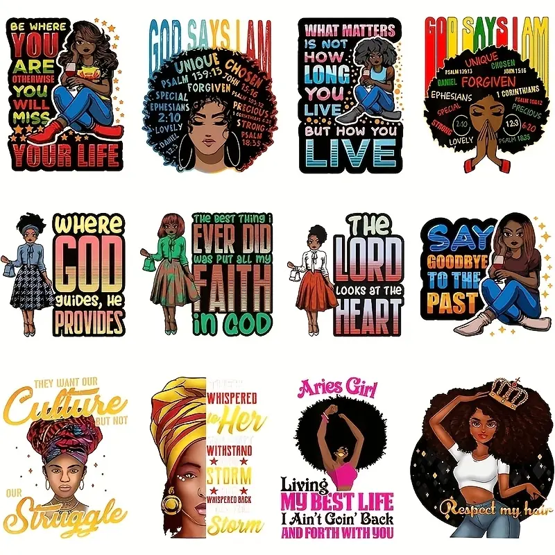 12 PCS Bible Verse Iron on Patches Appliques Religious Christian Heat Transfer for T shirt Jeans Jackets Patch Design