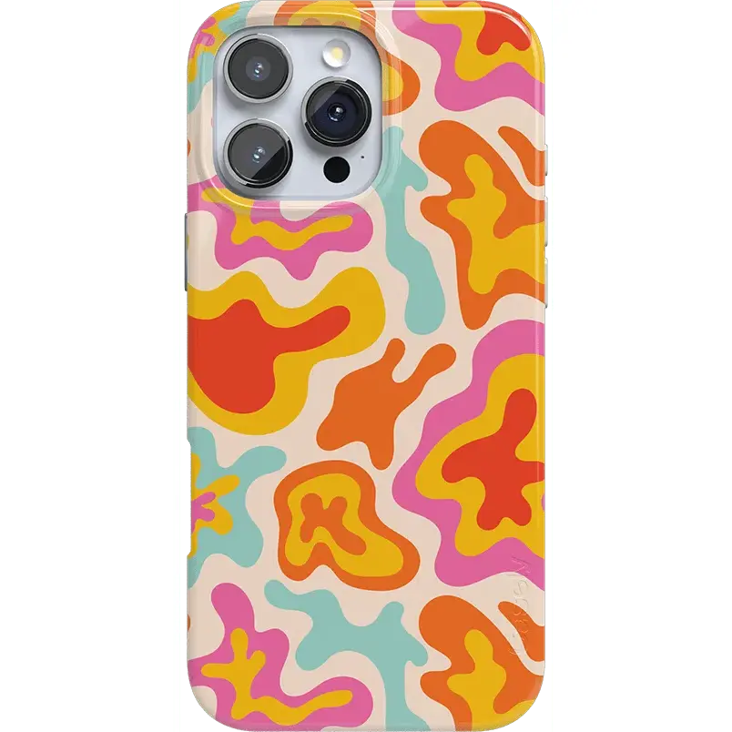 Tropical Color Splash Abstract Retro Polycarbonate Shock-Absorbent Protective Smartphone Case - TPU Soft Shell Drop Protection Casing for Mobile Phones, Electronics Accessories