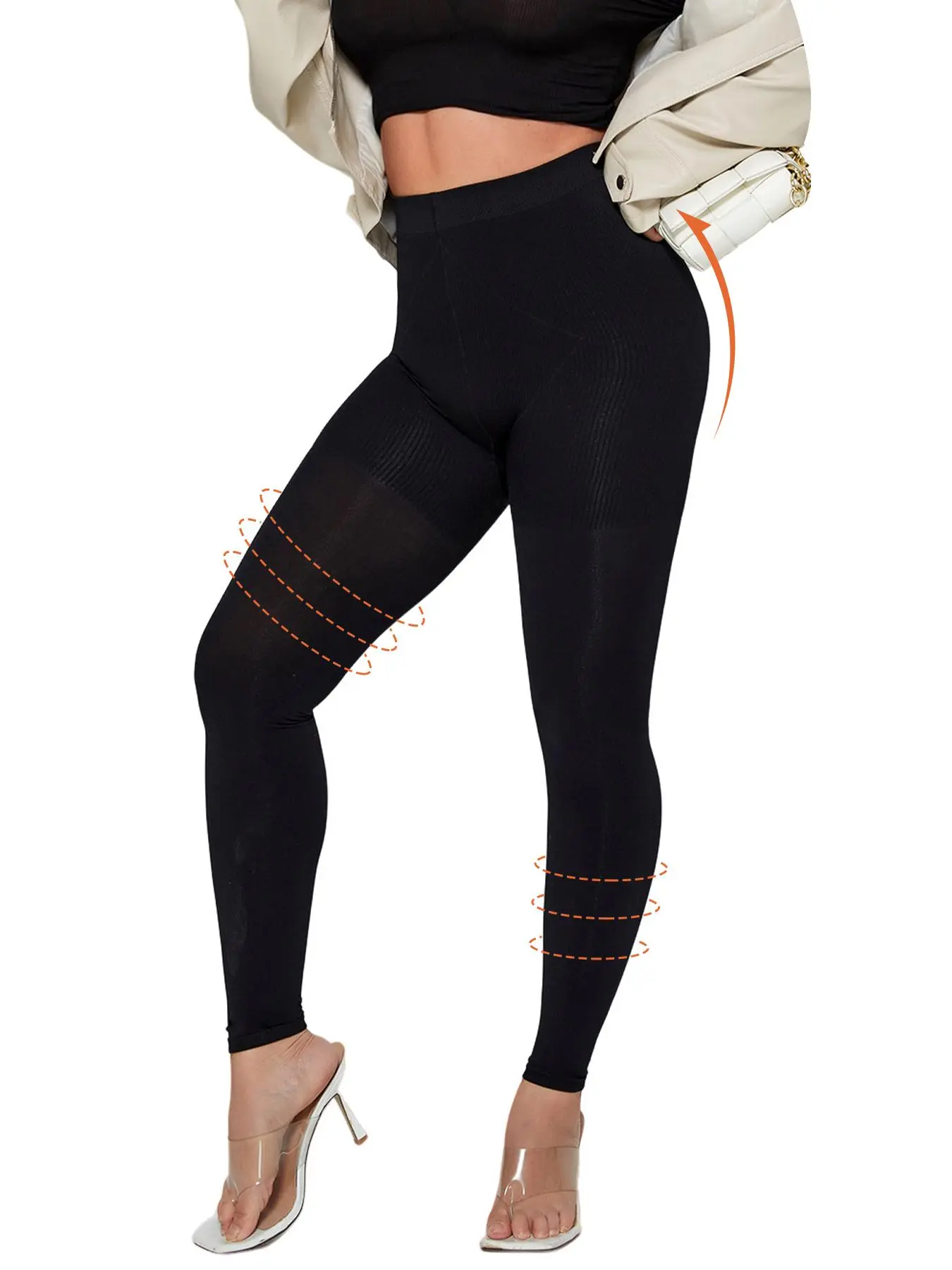 Women's High Waist Compression Tights, Solid Color Footless Pantyhose For Daily Wear, Women's Underwear For Fall & Winter, Clothing