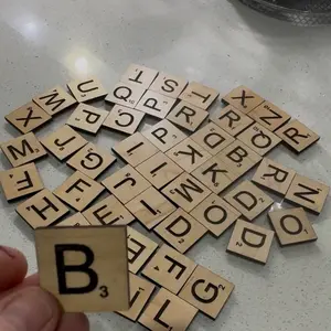 Wooden magnetic refrigerator letter tiles