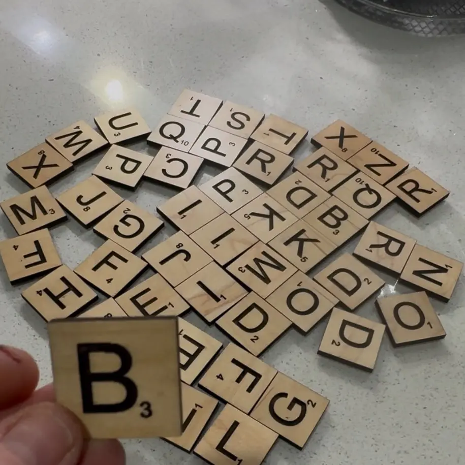 Wooden magnetic refrigerator letter tiles