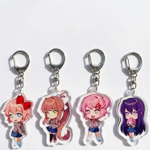 DDLC Acrylic Keychain, Monika Natsuki Yuri Sayori Bag Charm, Doki Doki Literature Club Anime - Cute Acrylic Cartoon Keychain, Funny Meme Character Charm for Keys, Bags, Backpack, Durable Gift for Fans & Collectors