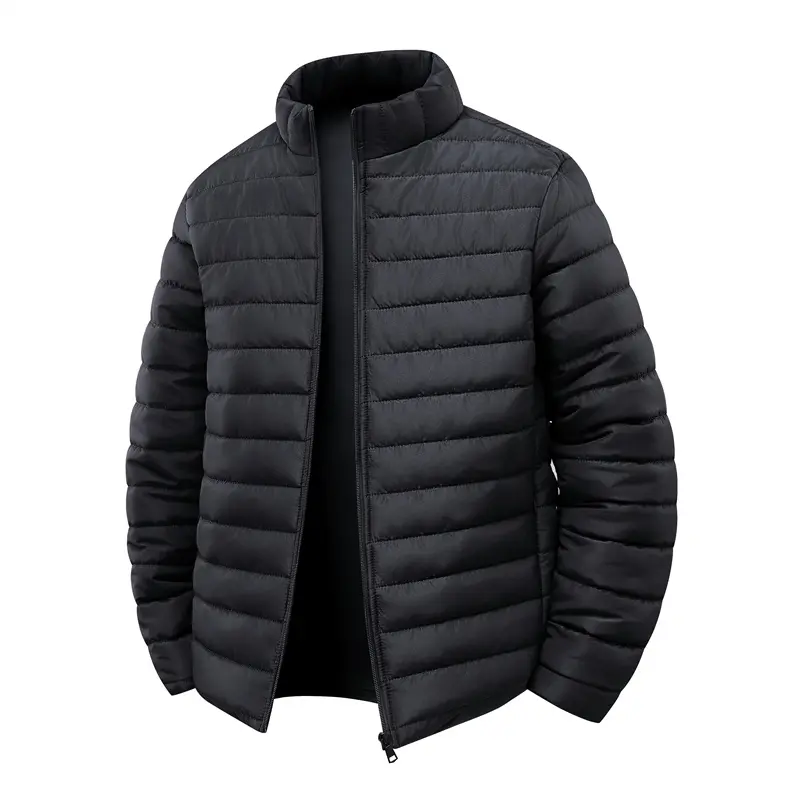 Men's Lightweight Foldable Outdoor Quilted Long Sleeve Padded Jacket, Insulated, Warm & Fluffy, Suitable for Running, Travel & Casual Wear, Breathable Bubble Fabric with Stretch black plain heavyweight full-zip trendy warm Coats Stretchable tiktokshopspri