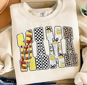Softball Mama Adult and Youth Sweatshirt T-Shirt, Yellow Leopard Checker Bow Letters Tee, Game Day Sports Mom Tee, Softball Shirt, Softball Mom Sweater Gifts For Her, Kids clothing, Summer outfit, birthday gift