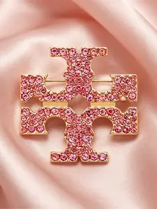 Women's Luxury Elegant Brooch, Sparkling Rhinestone Double T Design, Perfect for Collars, Hats, Scarves, Chokers, Bags, All Seasons