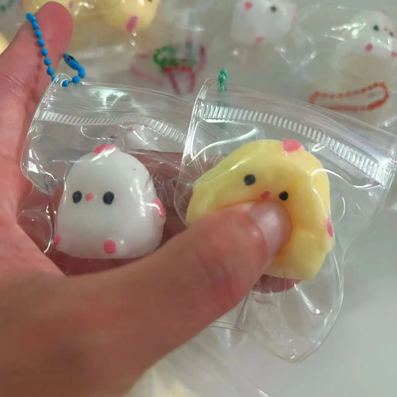 Chick Keychain Squeeze Toy 2PCS/SET Taba Handmade Squishy Chick Toys Stress Relief Squeeze Toy