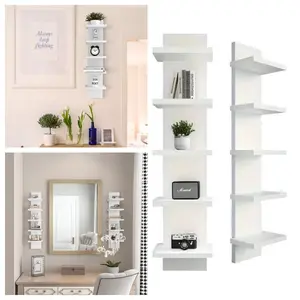 5 Layer Wall Shelf, Vertical Column Storage, Floating Decorative Rack, High Tower Design, Bedroom Living Room Practical Holder
