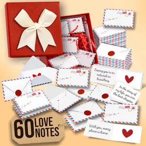 60 DIY Little Love Notes For Him Her - Mini Valentines Cards Bulk, Tiny Valentines Day Cards, Cute Gifts For Boyfriend Girlfriend, Blank Note Message Envelopes For Birthday, Anniversary