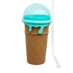 500Ml Large Capacity Slushy Cup Summer Squeeze Homemade Juice Water Bottle Quick-Frozen Smoothie Sand Cup Pinch Fast Cooling Magic Ice Cream Slushy Maker Beker Kitchen Gadgets