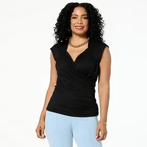 Christian Siriano C Wonder by Christian Siriano Travel Jersey Knit Surplice Top