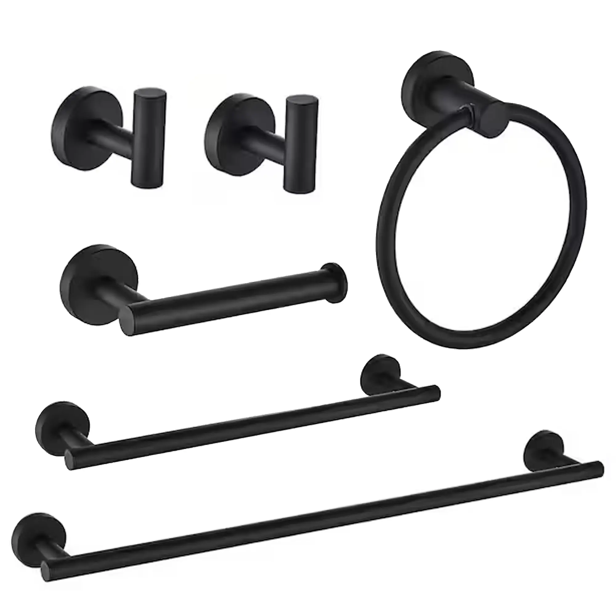 Modern Brushed Gold 6-Piece Bathroom Hardware Sets - Premium Stainless Steel Towel Bar, Toilet Paper Holder, Robe Hooks - Luxury Bath Accessory Kit for Bathroom Decor, Bathroom Sets