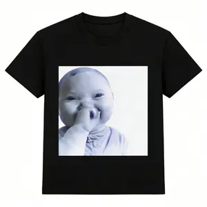 Smiling Face T-shirt Don t Smile Funny T-shirt Y2K Trendy Streetwear with Baby Pattern Short Sleeved T-shirt