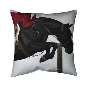 Begin Home Decor 5541-1616-SP80 16 x 16 in. Riding Competition Western Pillow - Home Decor Hobbies Livingroom