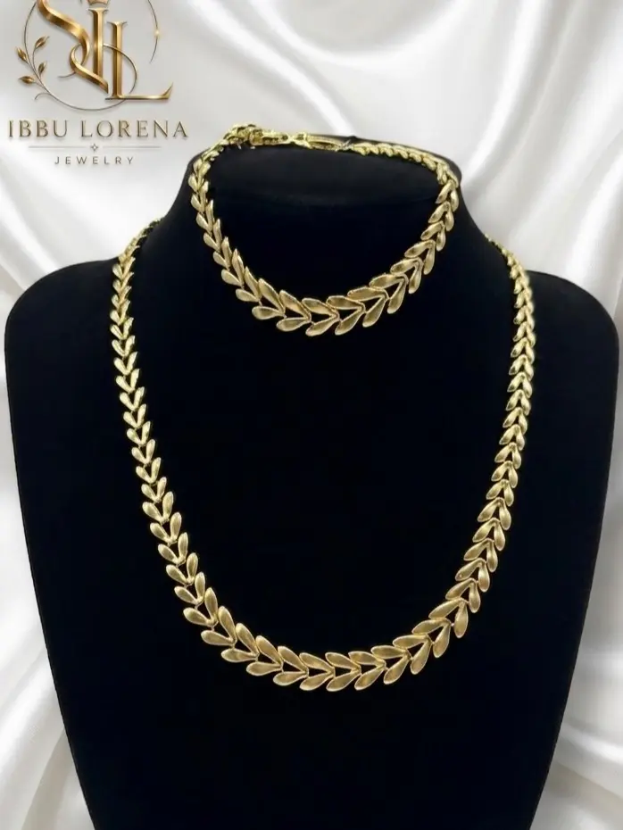 Set gargantilla y pulsera en oro laminado 14k