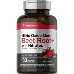 Horbäach Nitric Oxide Beet Root Capsules | 180 Count | with Nitrates and Precursor | for Men and Women | Vegetarian, Non-GMO, Gluten Free Supplement