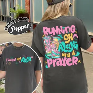 Running On Alani 2 Sided Comfort Colors Shirt, I Need An Alani Tee, Preppy Energy Drink Summer Graphic Tee, Matching Vacation Shirts, Summer Break
