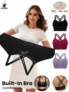 Women's Seamless Cut Out Bra, Medium Support Backless Design, Breathable Elastic Fabric, Casual Wear for Work & Sports, Criss Cross Bra, Seamless Bras