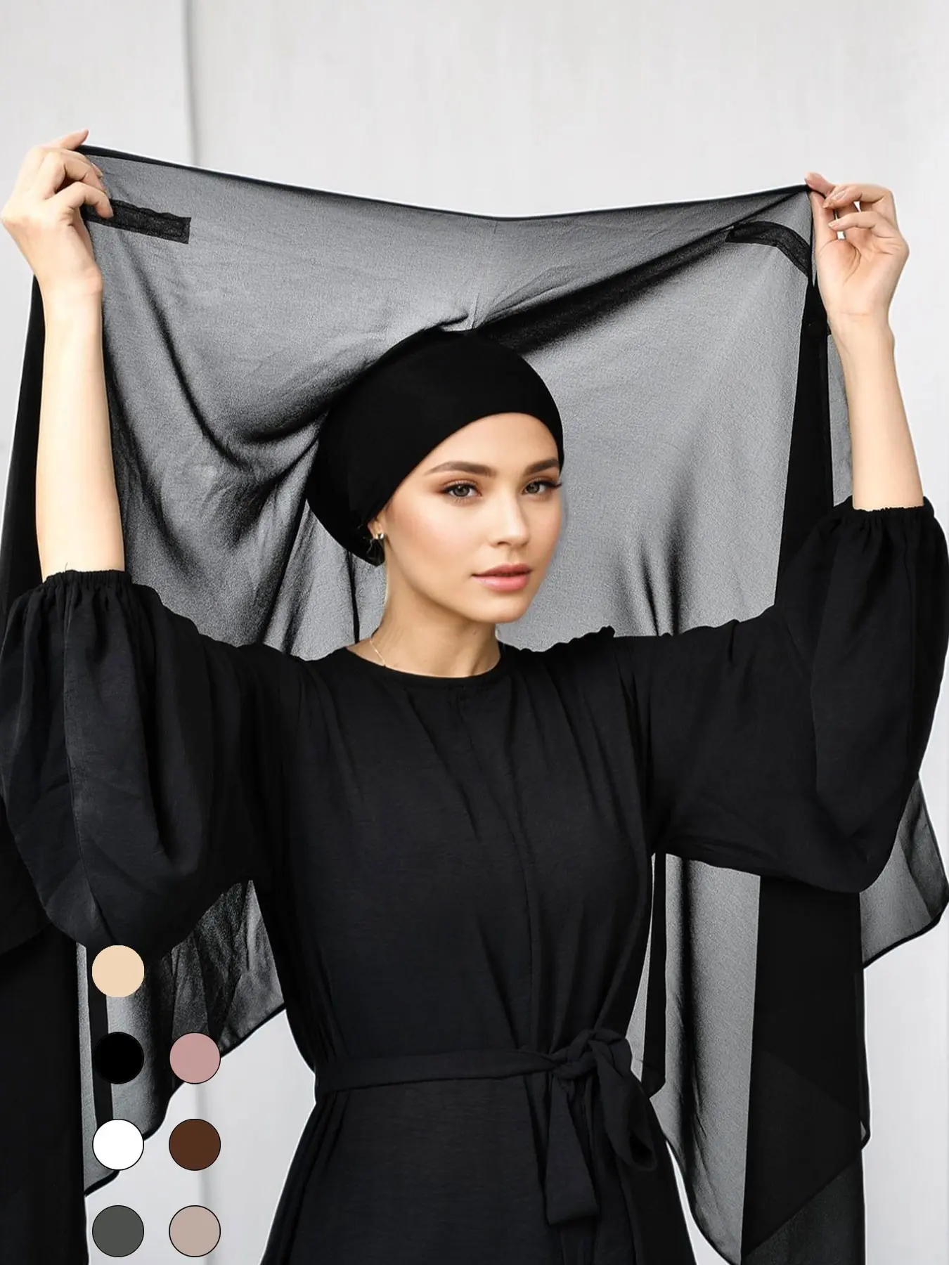 Women's Plain Magnetic Buckle Lazy Modesty Hijab Scarf, Comfortable Daily Wear Headscarf, Stylish Muslim Fashion Accessory