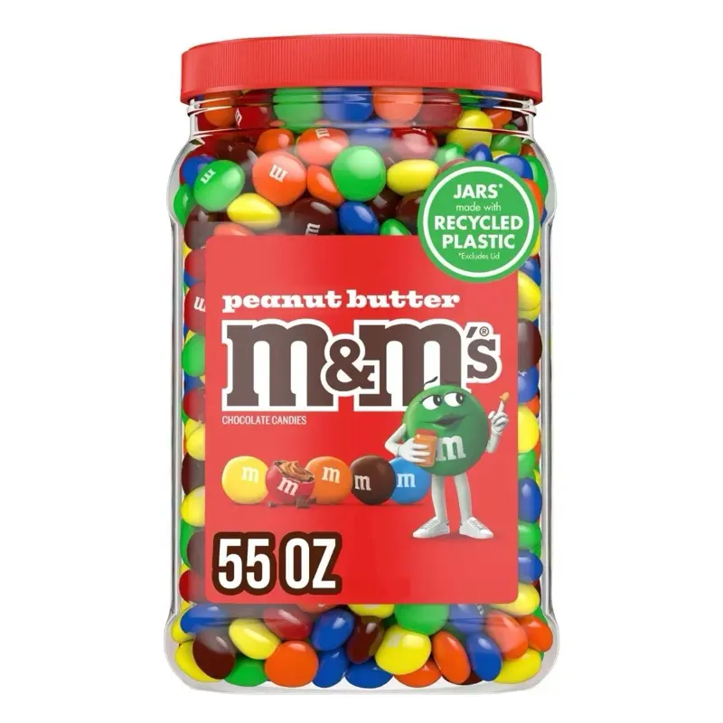 M&M’s Peanut Butter Milk Chocolate Candies Candy With Party-Size Jar 55 Oz