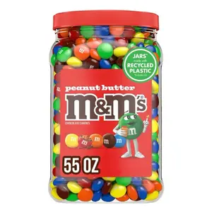 M&M’s Peanut Butter Milk Chocolate Candies Candy With Party-Size Jar 55 Oz