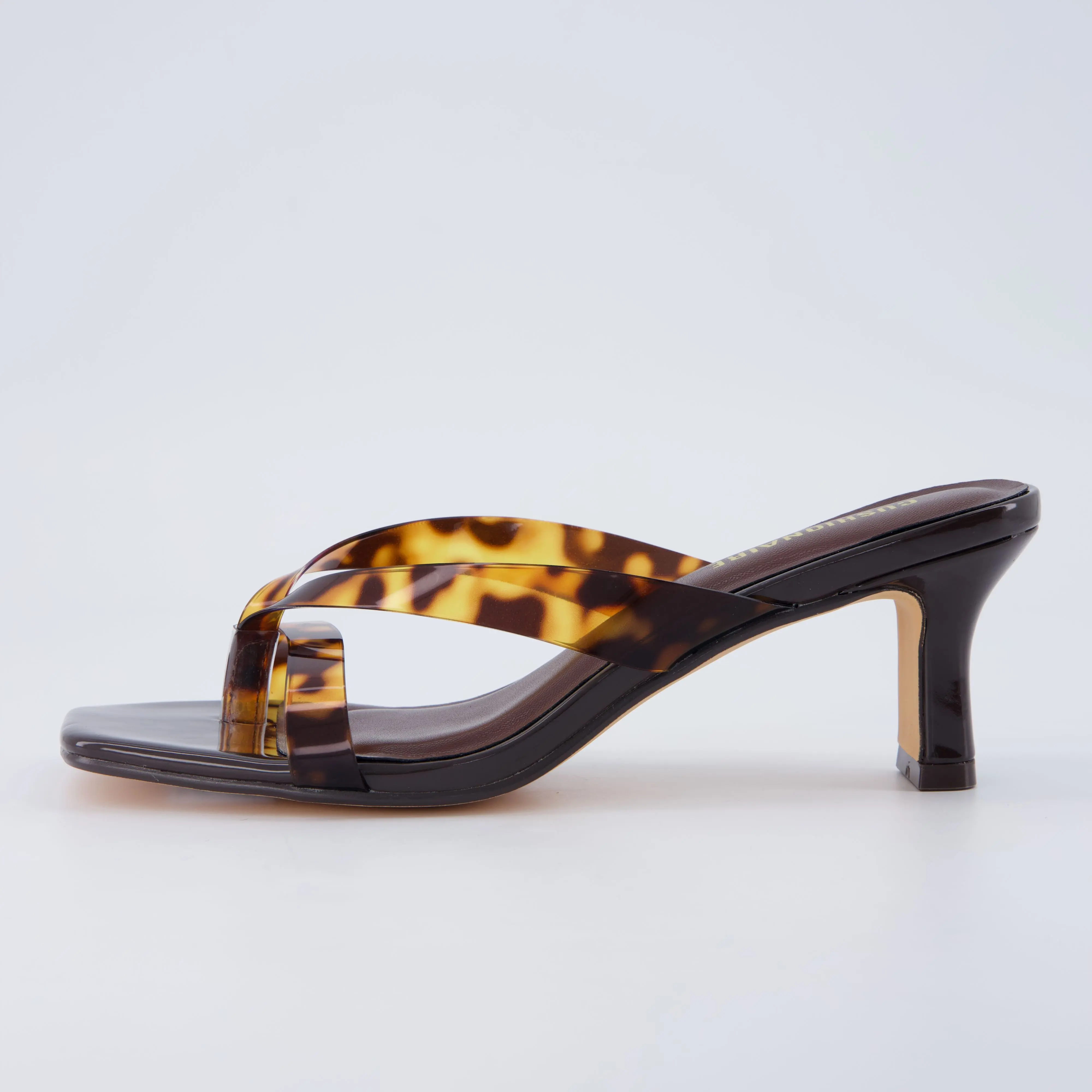 Cushionaire Shana Clear Jelly Strap Heels for Women, Flared Kitten Heel Slide with Cushioned Footbed and Split Toe