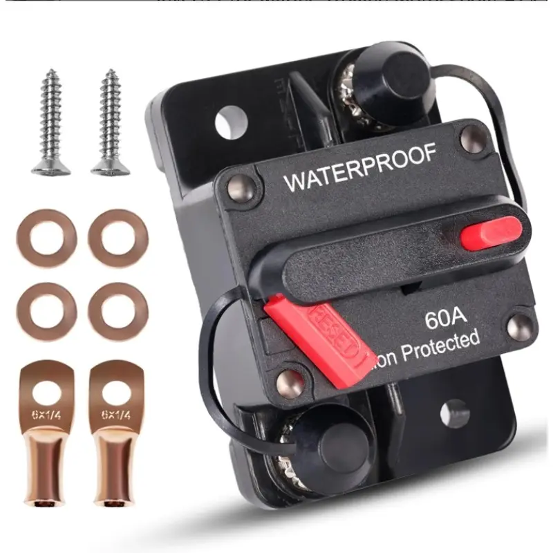 Waterproof Inline Circuit Breaker with Manual Reset & Kill Switch Ready - 60A-250A Protect Automotive Tool (60A/100A/200A/250A, 12V-48V DC) for Motorcycle Battery Protection, 200A Overload Cut, Charge w/o Wire Pull, Solid Build for Sound Amplifiers