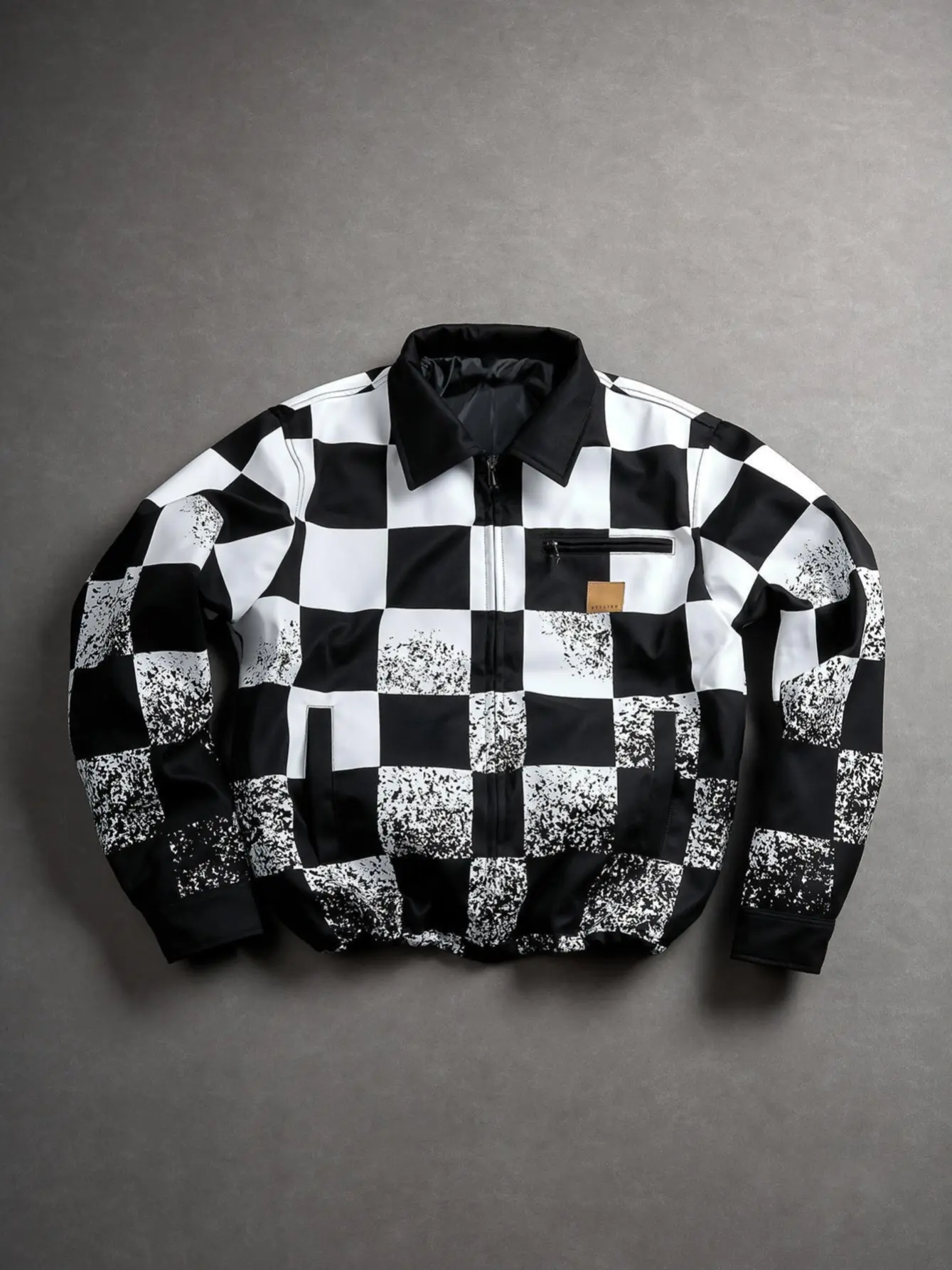Y2K Checkered Windbreaker | Grunge Skater Half-Zip Jacket