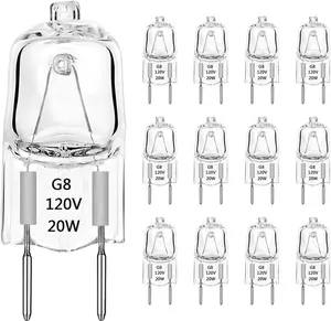 G8 Halogen Light Bulbs 20W Dimmable 120V G8 Base 2Pin Xenon Bulb (12 Pack) T4 JCD Type Warm White Under Cabinet Puck Lighting Replacements