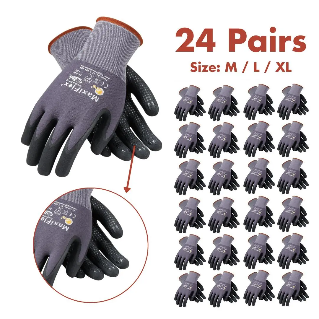 MaxiFlex Seamless Knit Work Gloves for Men and Women – Guantes Para Trabajo MaxiFlex – Micro-Foam Nitrile Coated – Breathable, Durable, Anti-Slip Construction, Gardening