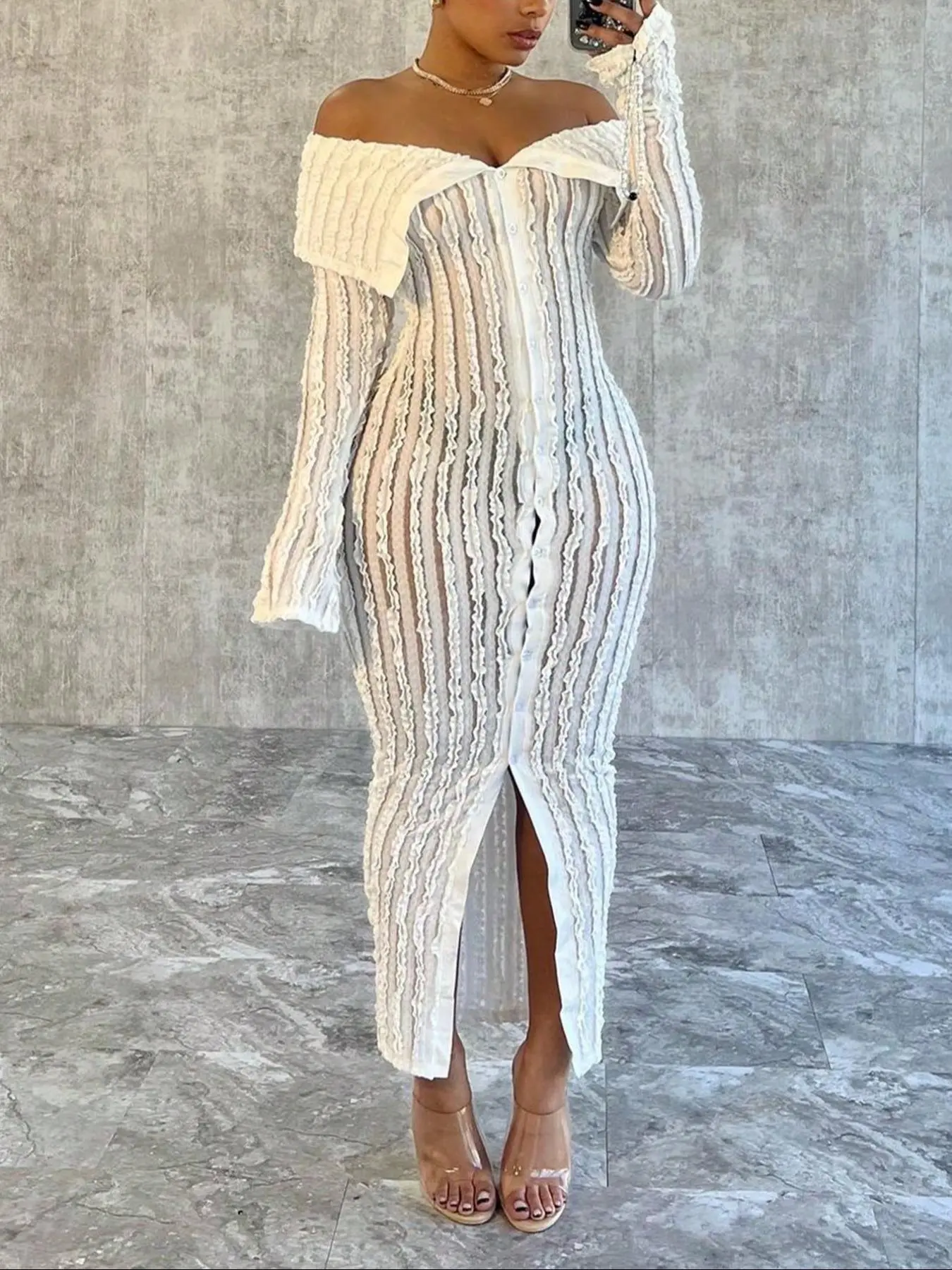 Women's Plain Bodycon Dress, Elegant Chic Long Sleeve One Shoulder Long Dress for Party Club Dating Evening Formal Wear, Ladies Clothes for All Seasons, Evening Party Dresses, Evening Gowns