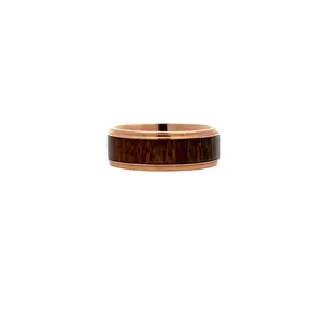 Lashbrook Men’s Ring with Walnut Inlay and Rose Gold Edge and Sleeve
