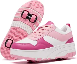 Roller Skate Shoes for Women Girls Detachable Wheeled 4-Wheels Fashion Sneakers Suitable for Beginners
