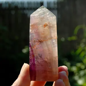 3.6in 181g RARE Dendritic Fluorite Crystal Tower, Magenta Pink Fluorite