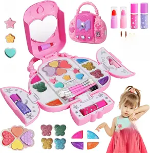 Kids Makeup Kit With Mirror - Real Washable Makeup Set for Girls 5-8, Princess Toys Cosmetic Set, Christmas & Birthday Gifts for 3-8 Year Old Girls