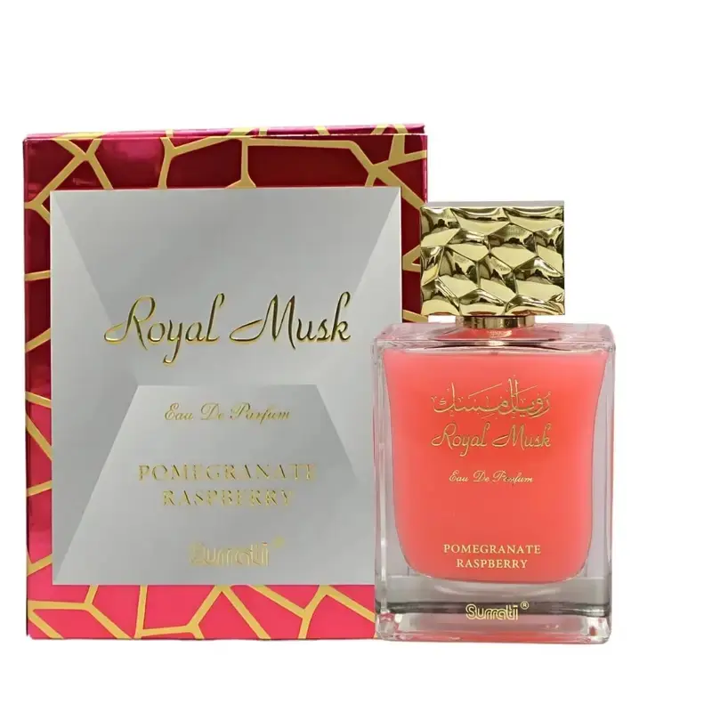 Surrati Royal Musk Perfume, Red Gold Cracked Gift Box with Gilded Lid, Pomegranate Raspberry Fruit Fragrance Mixed with Musk, Elegance with a High-End Texture.