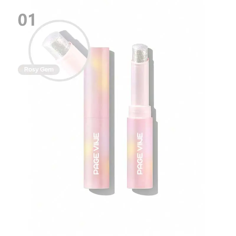 PAGE VINE Rosy Gem Glitter Lipstick - Cosmetic with Bling Effect, Rosy Hue, Glam Style & Radiant Glossy Finish for Glossy Lips, Makeup Transformation, Sparkly Makeup, Beauty Products, Glowing Makeup