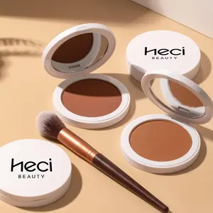 Baked Bronzer Powder, Natural Bronzer, Matte Lightweight Compact Powder with Built-in Mirror, Suitable for All Types Of Skin, Matte Buildable Contour, Cosmetics Bronzer Makeup, Cream Bronzer, Highly Pigmented