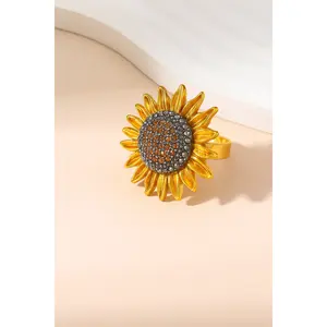 Golden Bloom Sunflower Adjustable One Size Ring
