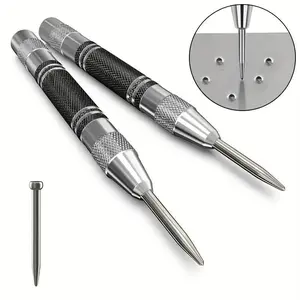 Center Punch, Heavy Duty Steel Spring Center Punch With Adjustable Tension Punching Tool, Hardware, Hand Tools, Suitable For Metal, Wood, Glass, Plastic, DIY Enthusiasts, Automatic Center Punch Adjustable Spring Tool Center Hole Punch
