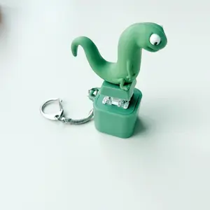 Creative Lizard Snake-shaped Button Keychain Press to Make Sound Relieves Stress Green Design Ideal Party Gift for Family Gatherings
