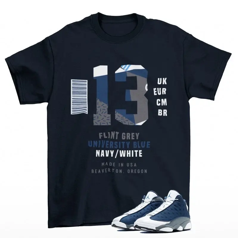 Sneaker Label Shirt Blue to Match AJ13 Flint,  Streetwear T-shirt