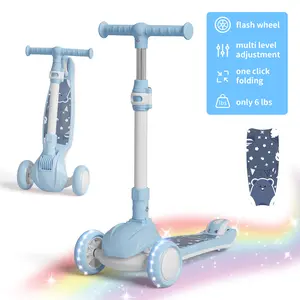 Commugo Ultra-Lightweight 6lbs Foldable Scooter, Grow-with-Me 3-Level Height Adjustment, Extra Wide Deck Kids Kick Scooter, Supports up to 110lbs for Ages 4-12 Years Old