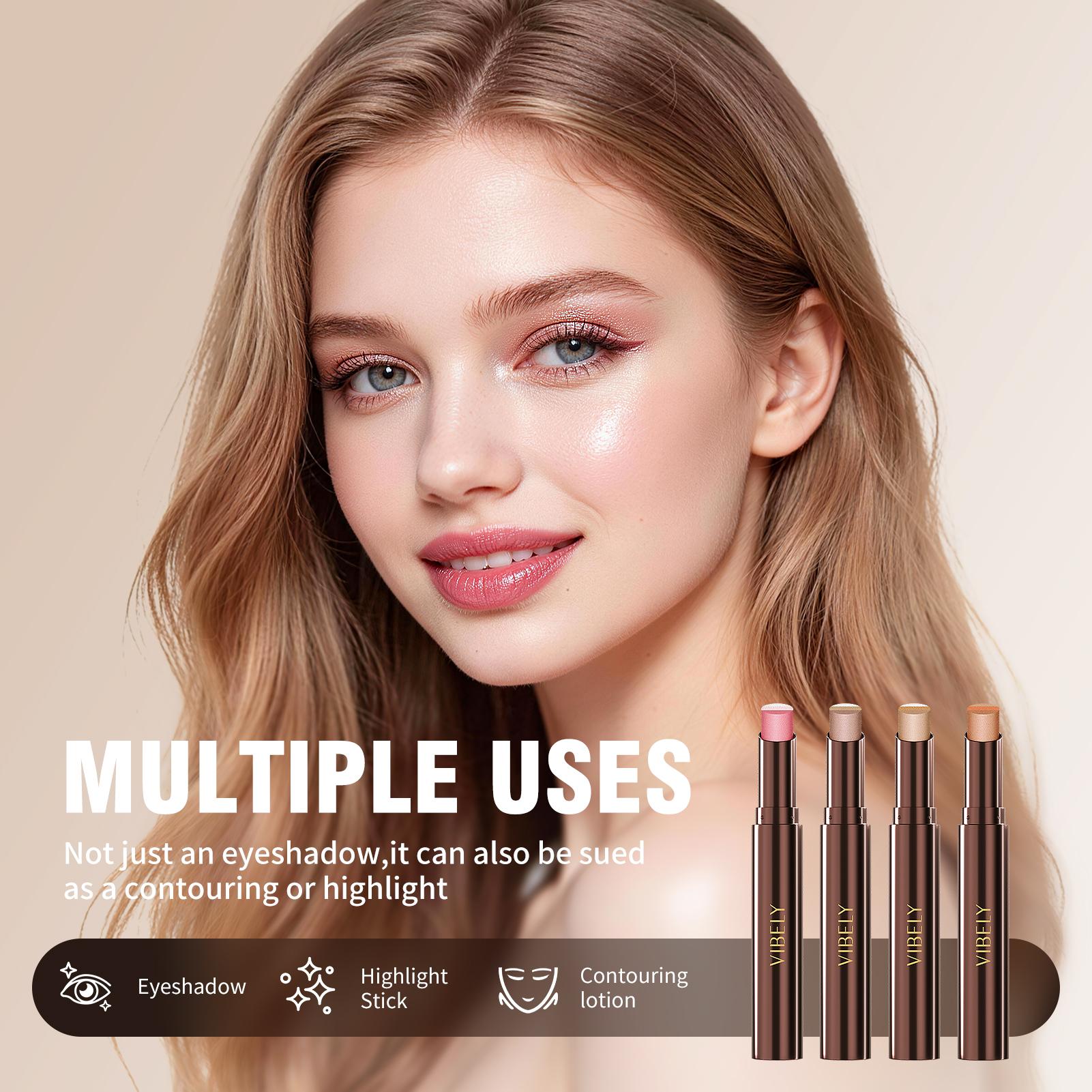 3-in-1 Dual Color Glitter Gradient Eyeshadow Stick - Hypoallergenic, Waterproof, Alcohol-Free, with Primer for Evening Makeup, Easy to Blend, Shimmer Gradient Glow for Effortless Routine, Alt Makeup Pencil