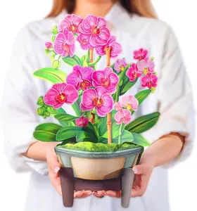 Airpark Pop up Flower Card, 3D Paper Flowers Bouquet, Mother'S Day, Birthday, Thank You, Get Well Greeting Cards with Note Card & Envelope, Orchids