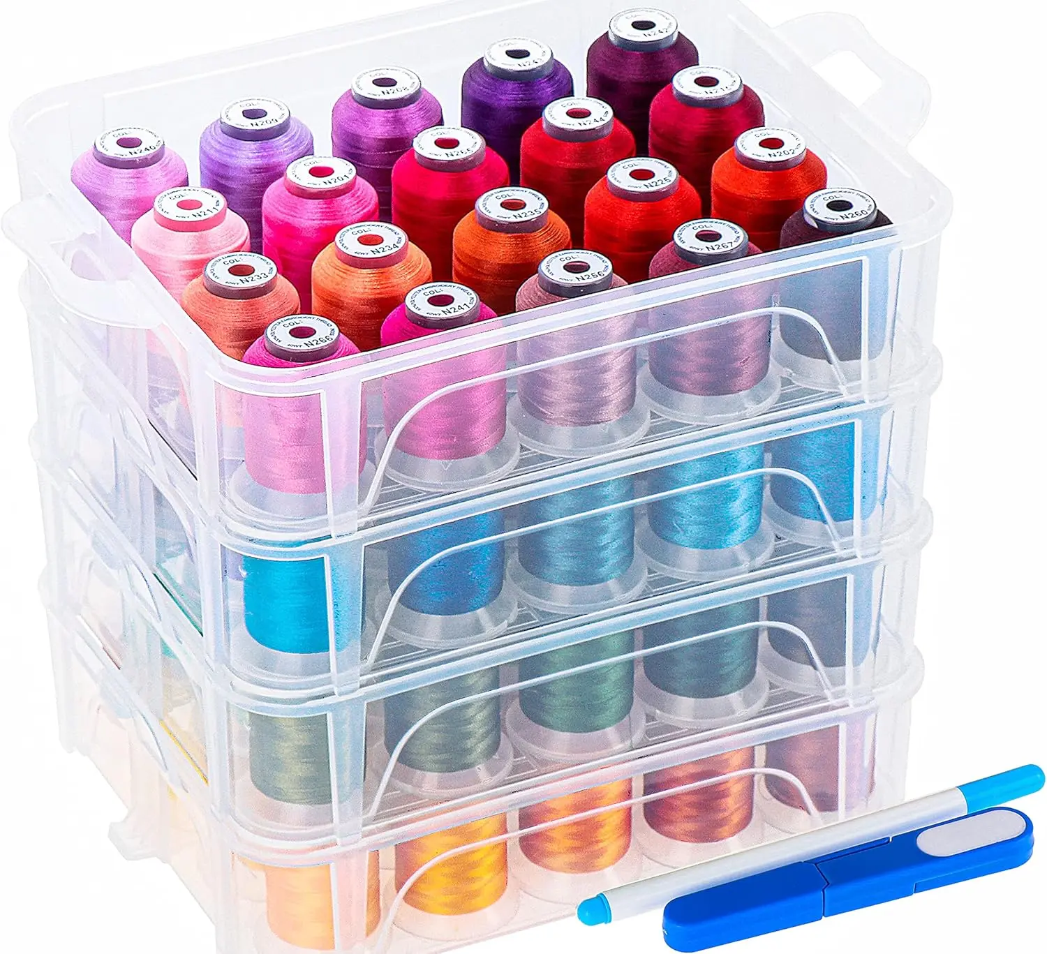 New brothread Multiple Colors 500m Each Embroidery Machine Thread with Clear Plastic Organizer Storage Box  Sewing Kit Seamless Stitching, TikTokShopDealsforYouDays, SummerWins